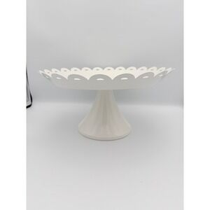 Cake Stand Spritz White Scalloped Edge Dessert‎ Stand Pedestal  12W 6H